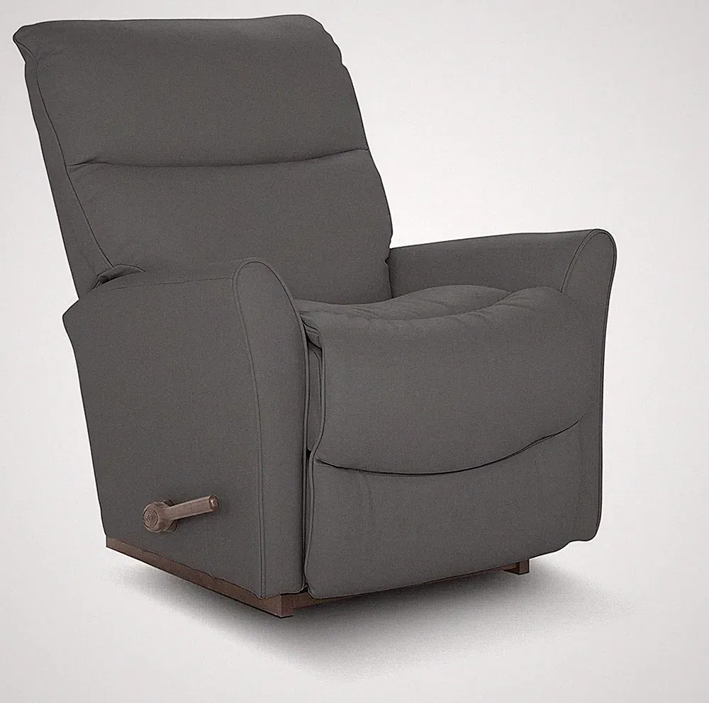 Gray Leather La-Z-Boy Rocker Recliner Lazy Boy Manual Armchairs Lazyboy Grey NEW