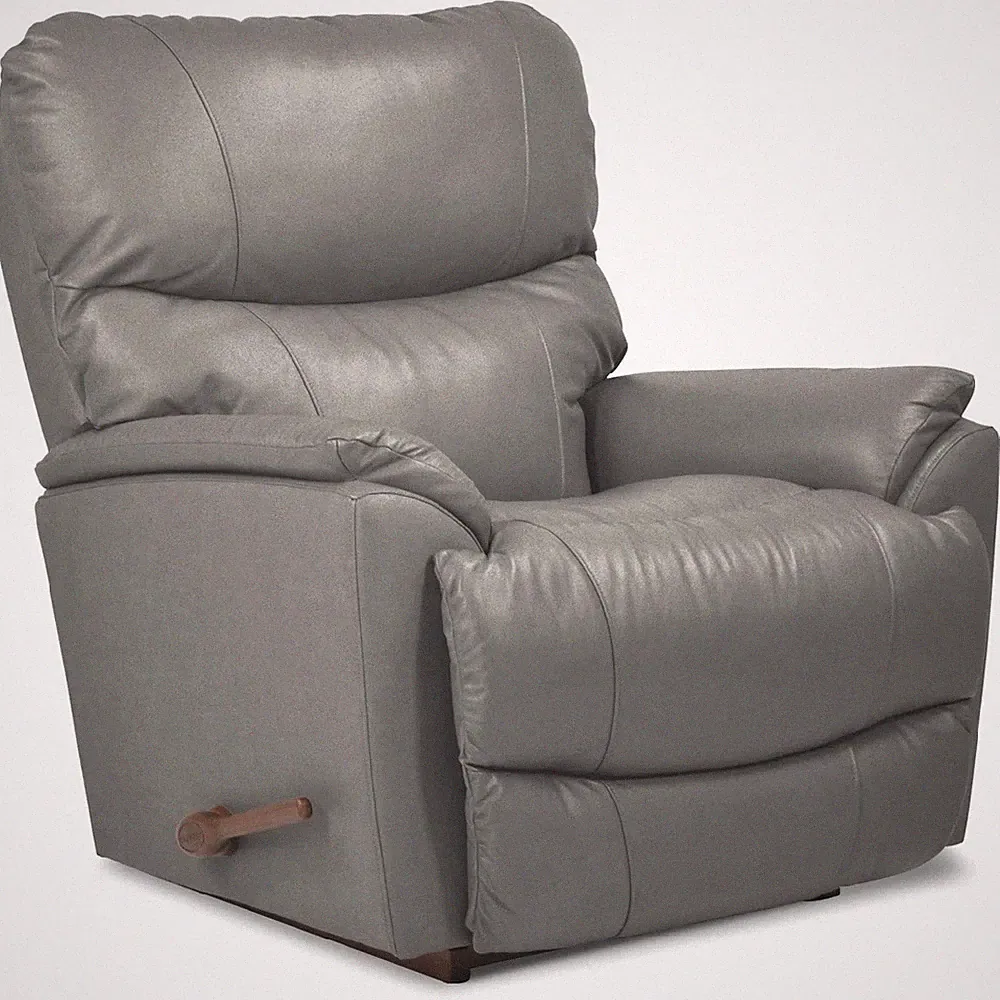 La-Z-Boy Gray Leather Rocker Recliner Lazy Boy Chair Lazyboy Recliners Grey New